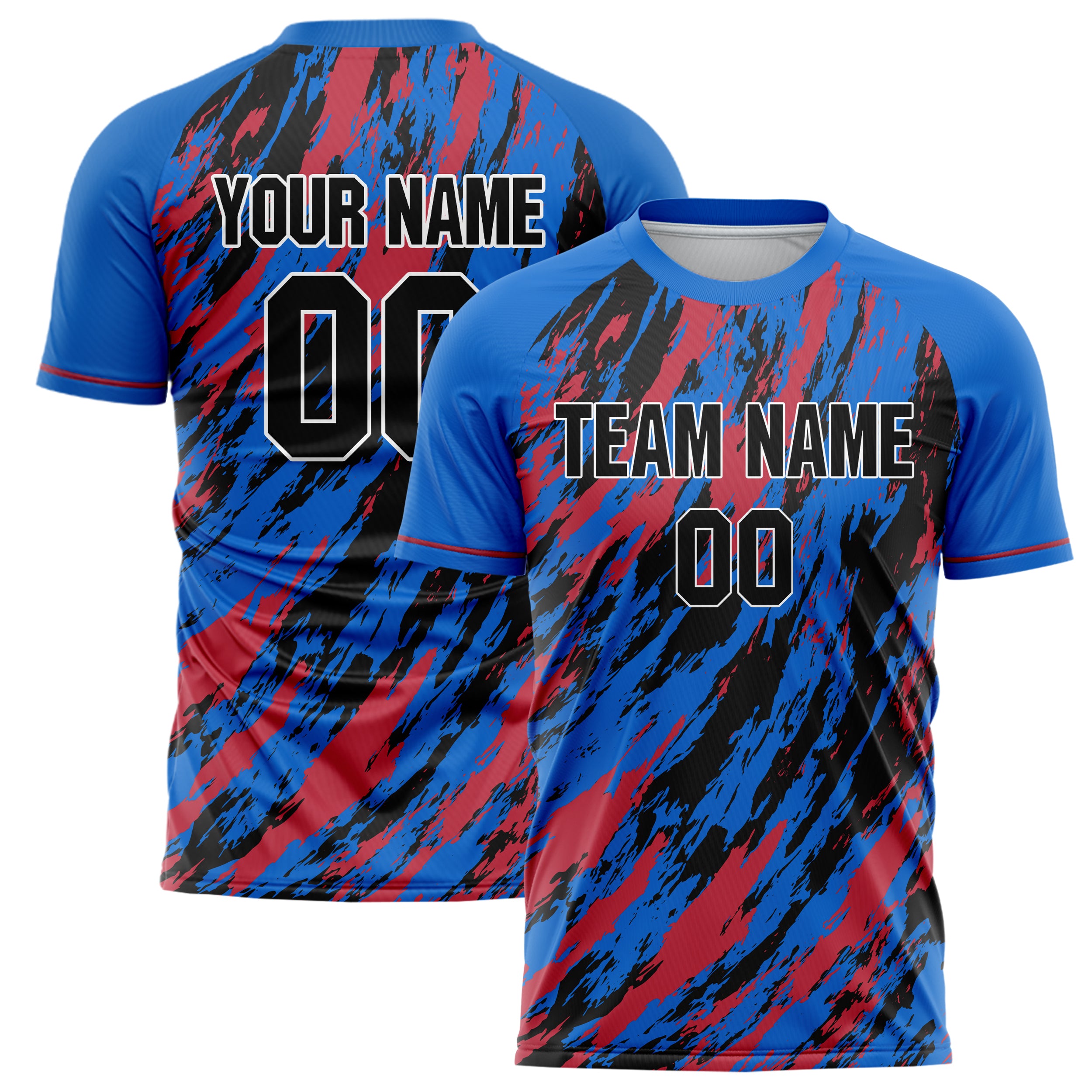 Personalized Blue & Black Pattern Soccer Jersey