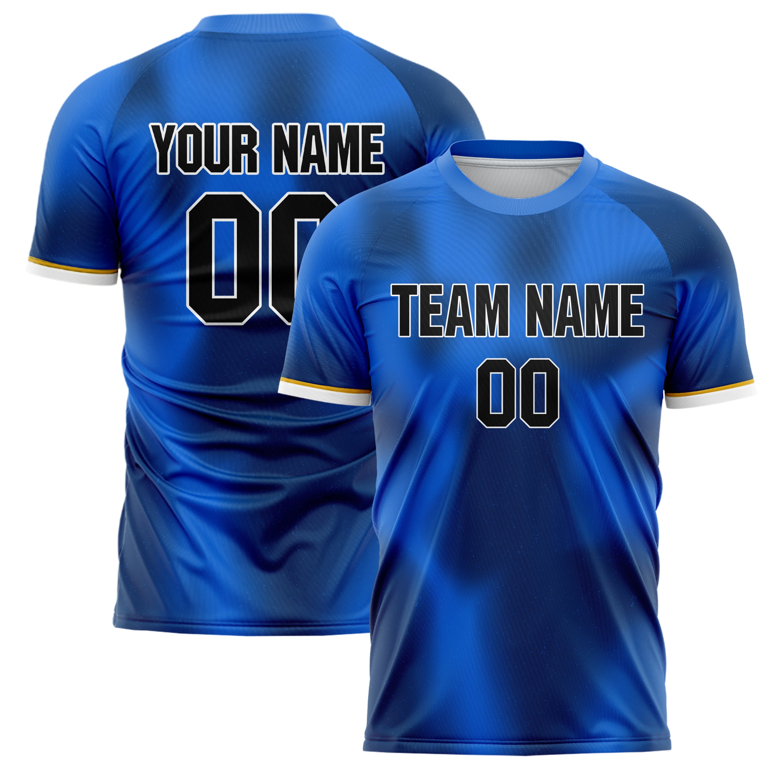 Personalized Blue & Black Pattern Soccer Jersey