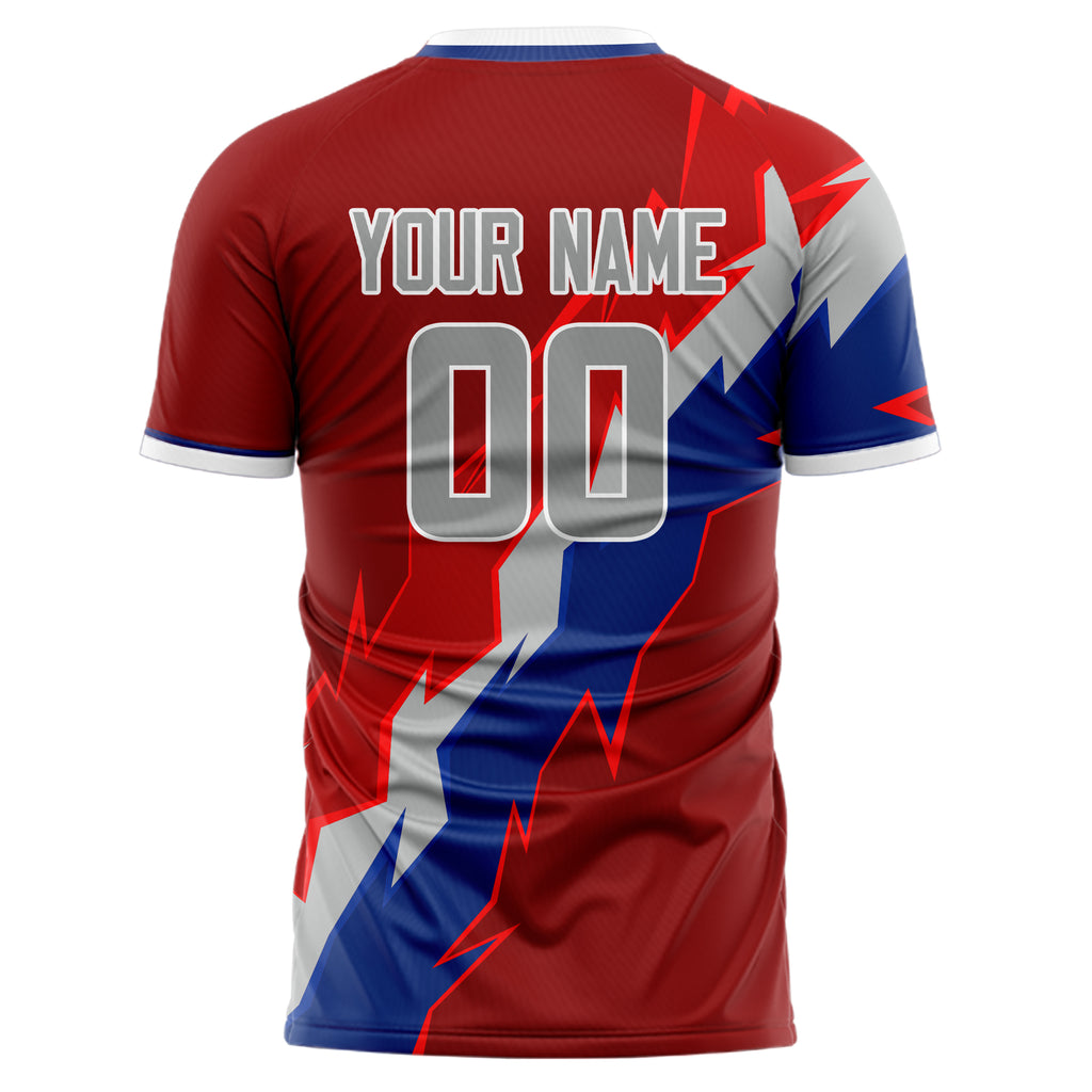 Personalized Red & Gray Pattern Soccer Jersey