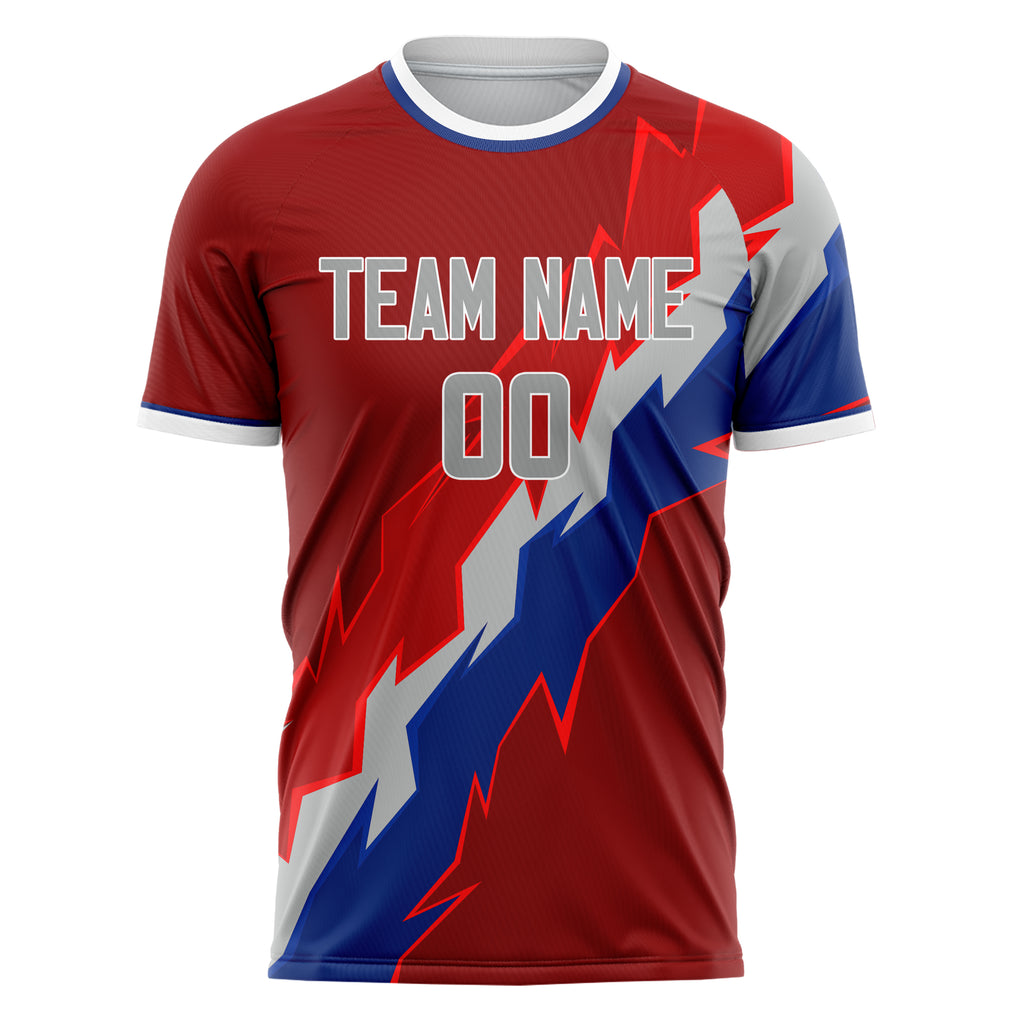 Personalized Red & Gray Pattern Soccer Jersey