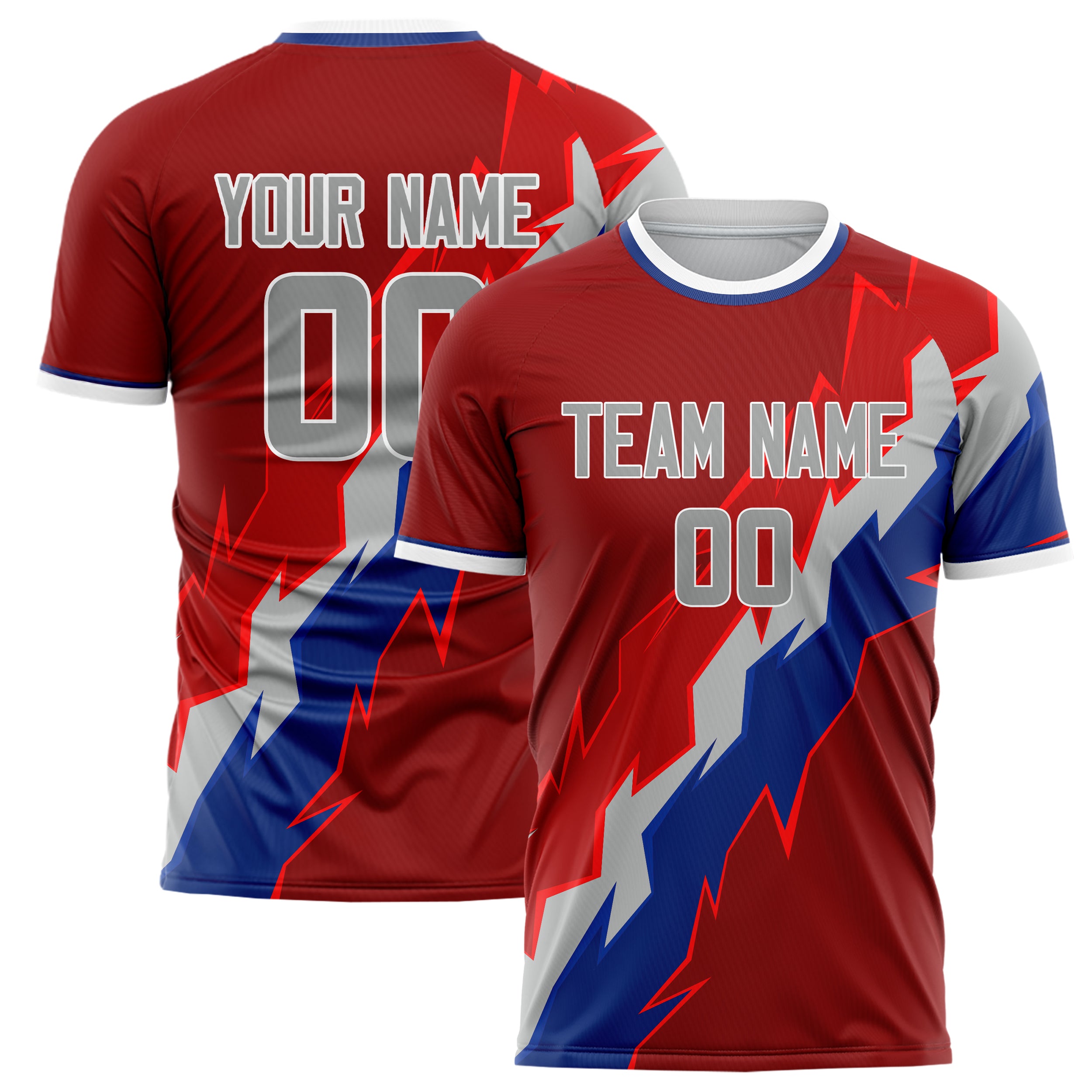 Personalized Red & Gray Pattern Soccer Jersey