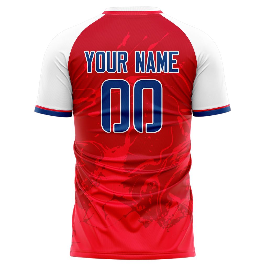 Personalized Red & White Pattern Soccer Jersey