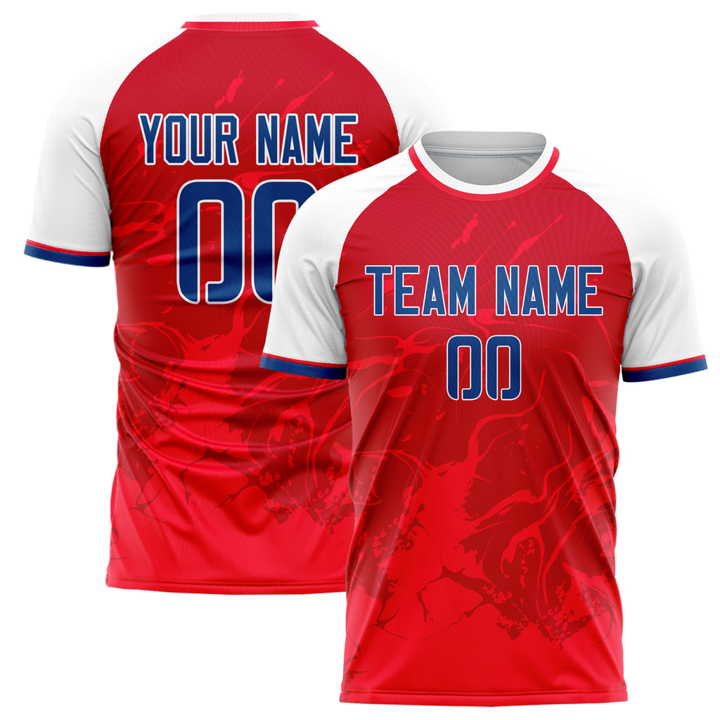 Personalized Red & White Pattern Soccer Jersey