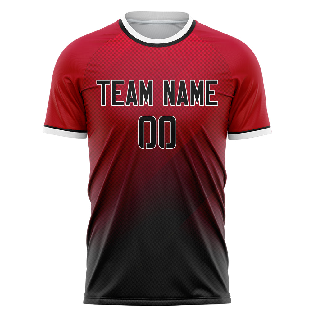 Personalized Red & Black Pattern Soccer Jersey