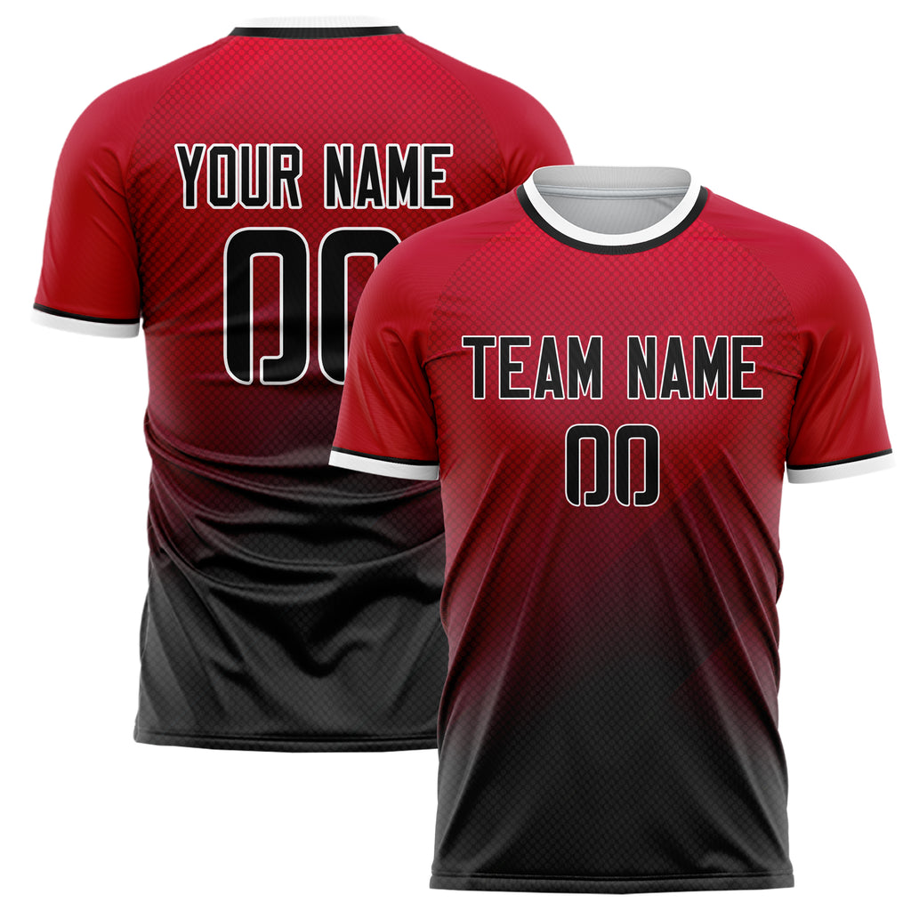 Personalized Red & Black Pattern Soccer Jersey