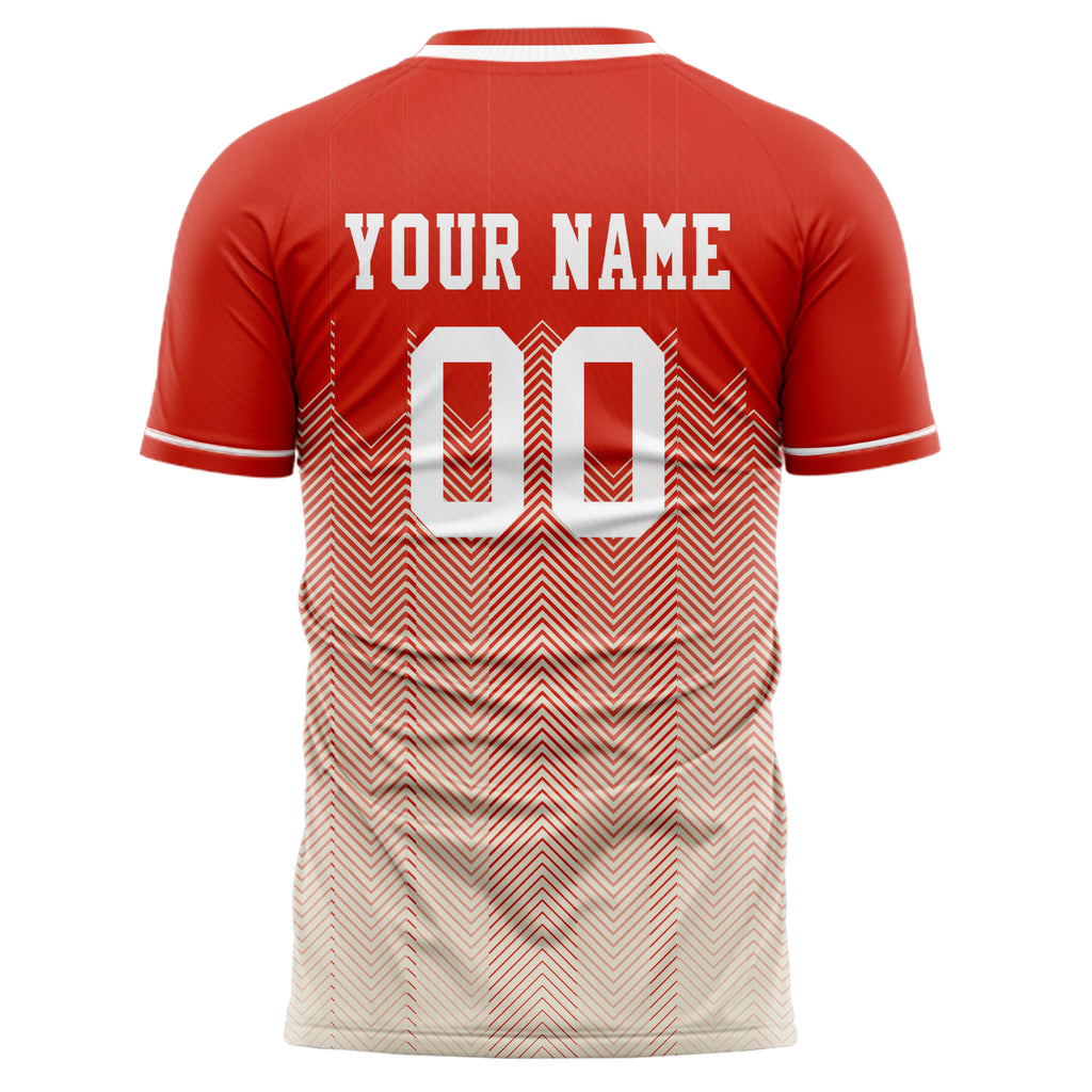 Personalized Red & Cream Pattern Soccer Jersey
