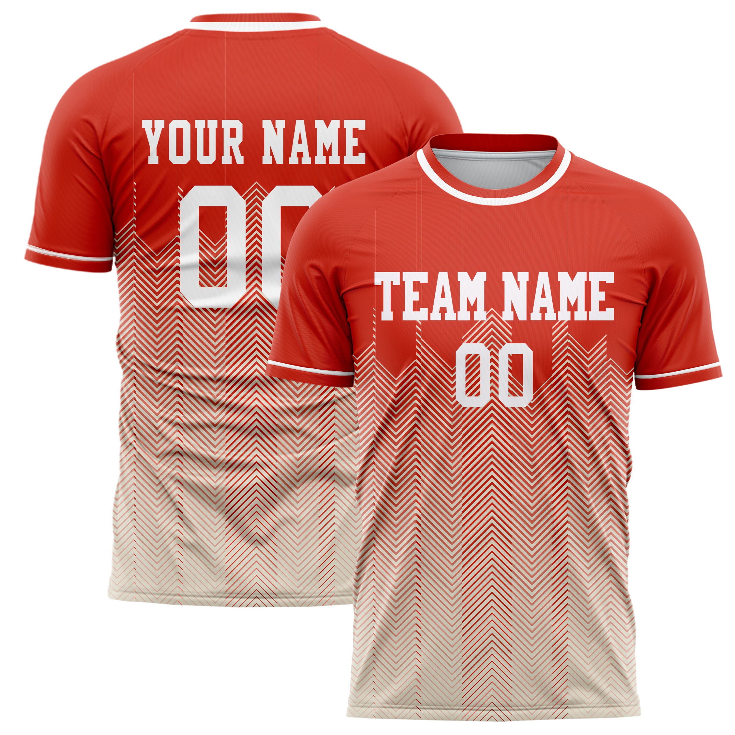 Personalized Red & Cream Pattern Soccer Jersey
