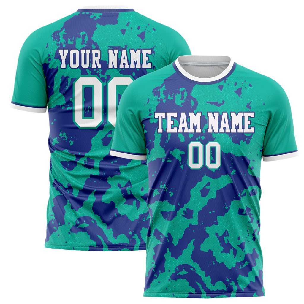 Personalized Teal & Purple Pattern Soccer Jersey