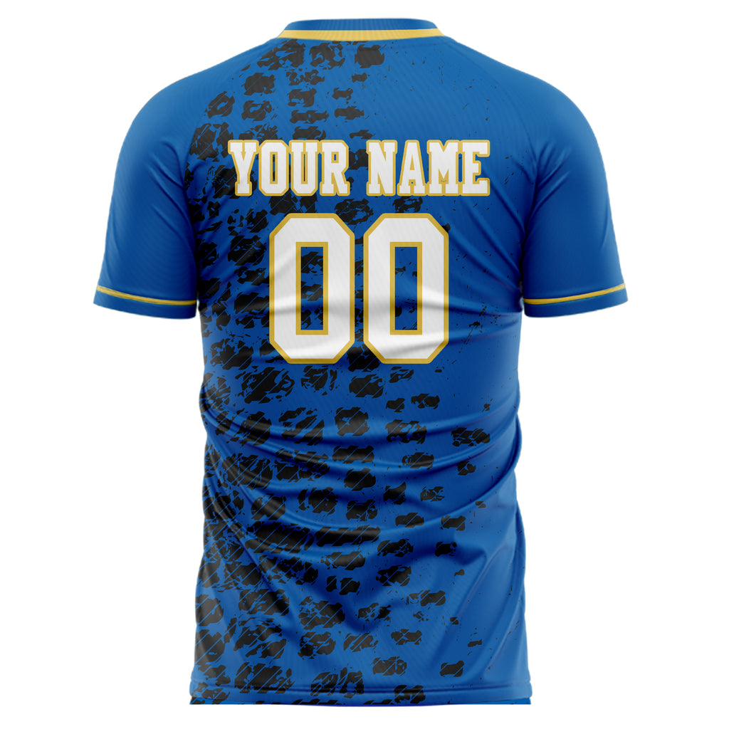 Personalized Blue & Black Pattern Soccer Jersey
