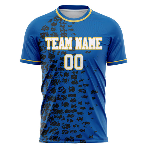 Personalized Blue & Black Pattern Soccer Jersey
