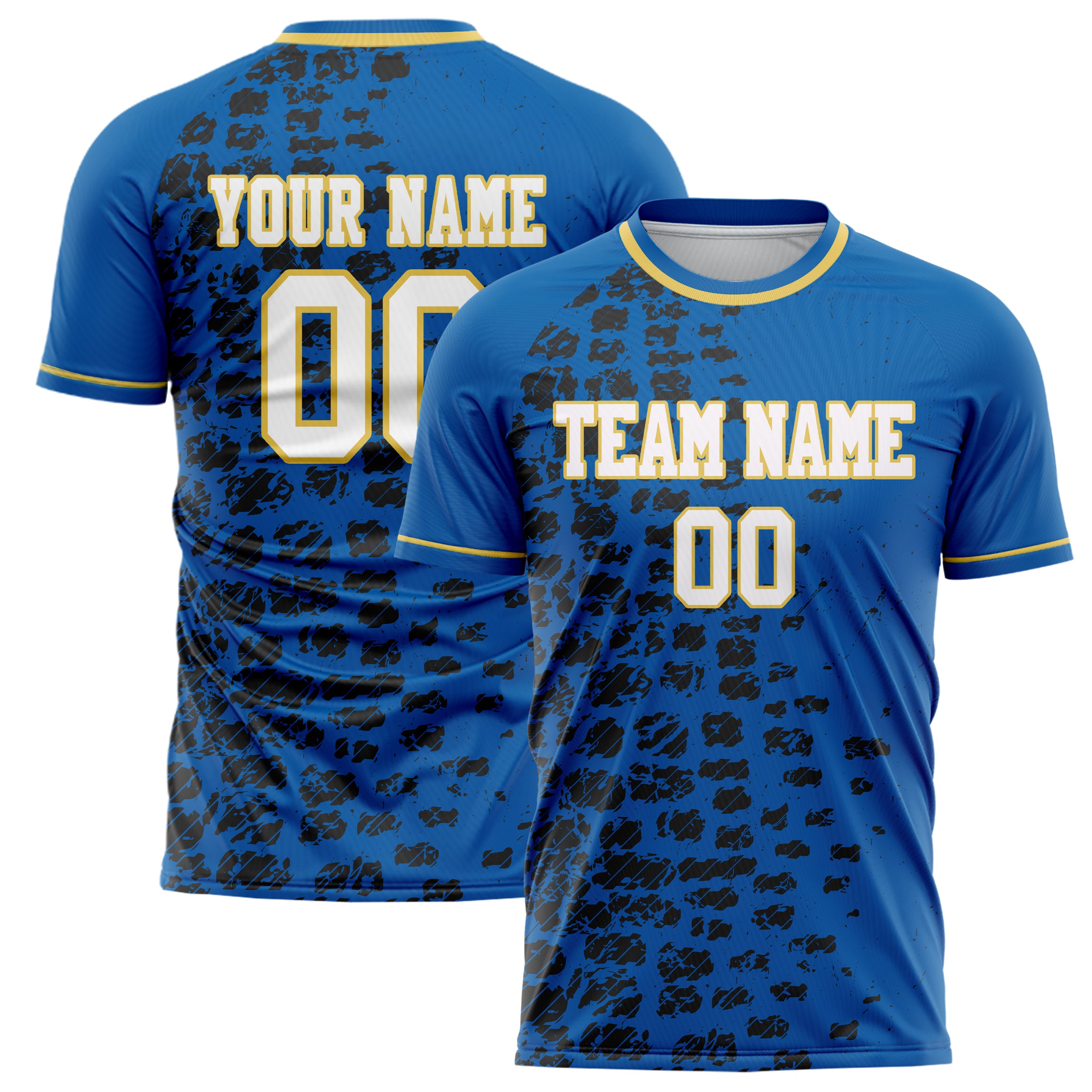 Personalized Blue & Black Pattern Soccer Jersey