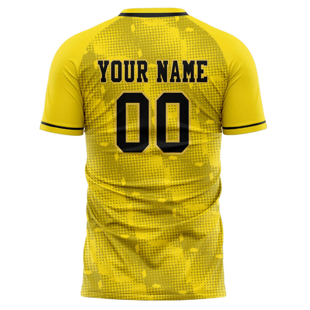 Personalized Yellow & Black Pattern Soccer Jersey