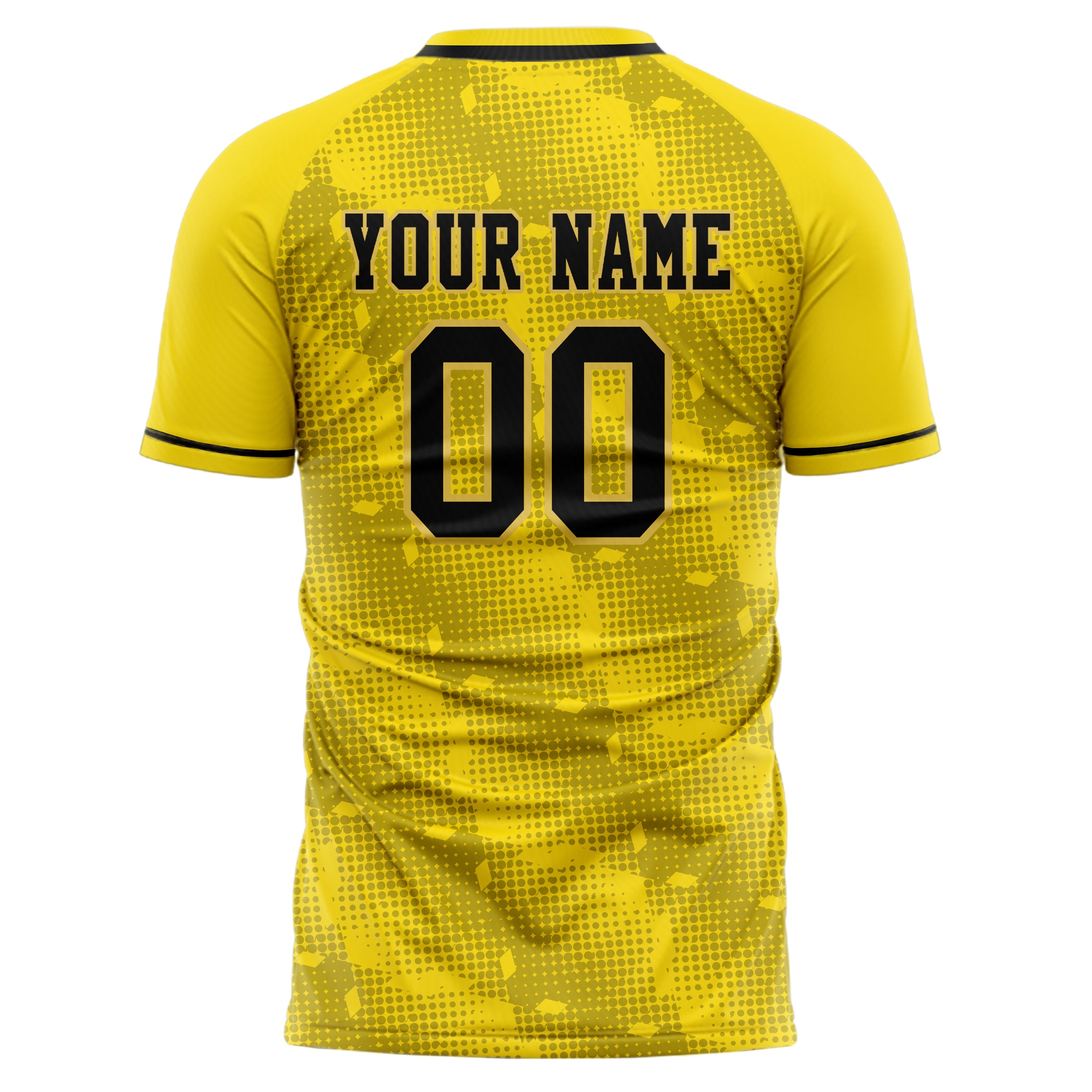 Personalized Yellow & Black Pattern Soccer Jersey