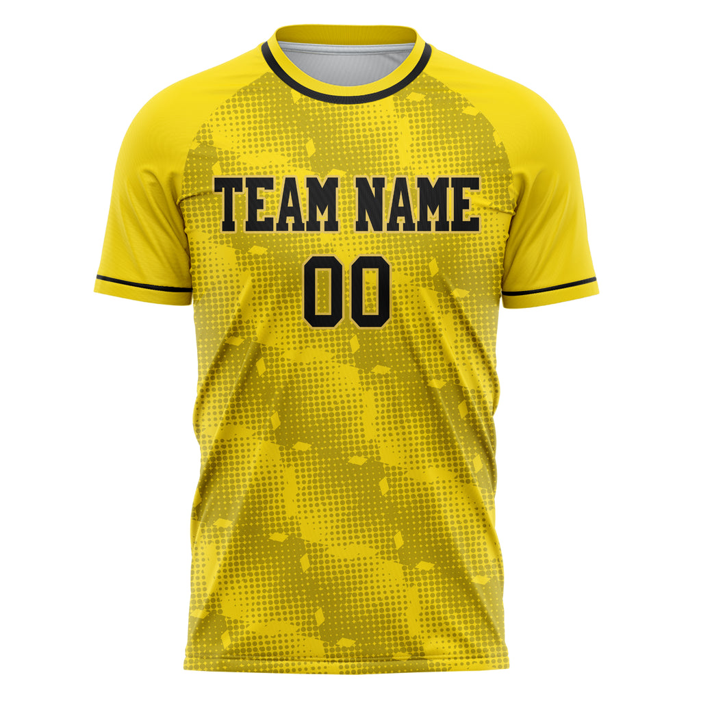 Personalized Yellow & Black Pattern Soccer Jersey