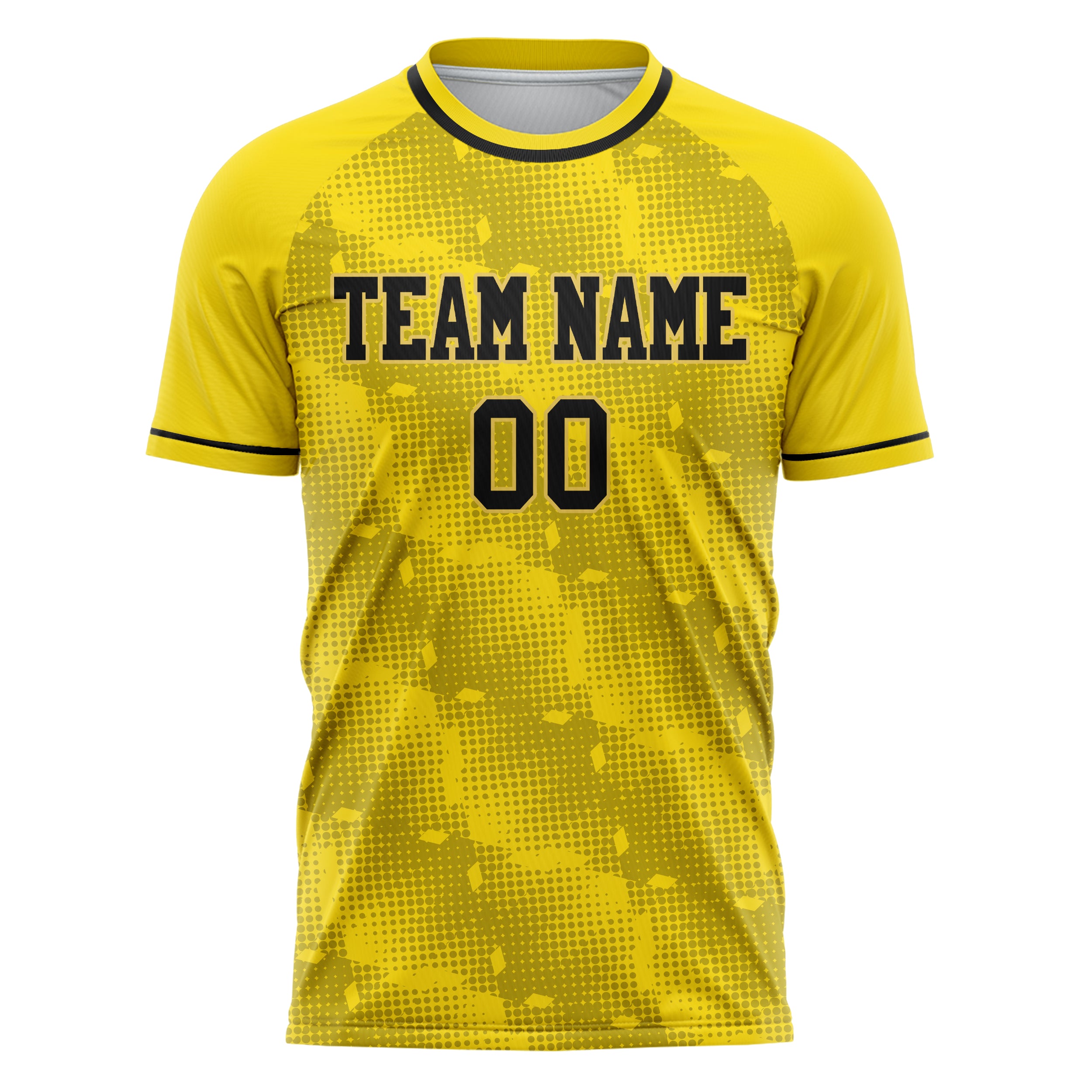Personalized Yellow & Black Pattern Soccer Jersey