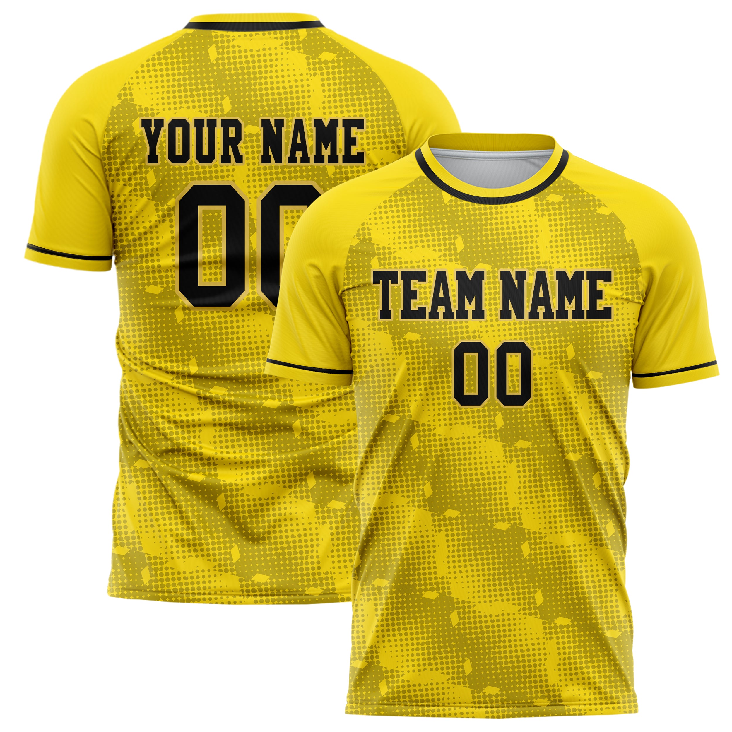 Personalized Yellow & Black Pattern Soccer Jersey