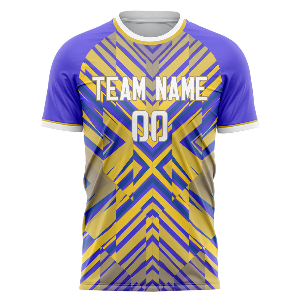 Personalized Yellow & Purple Pattern Soccer Jersey