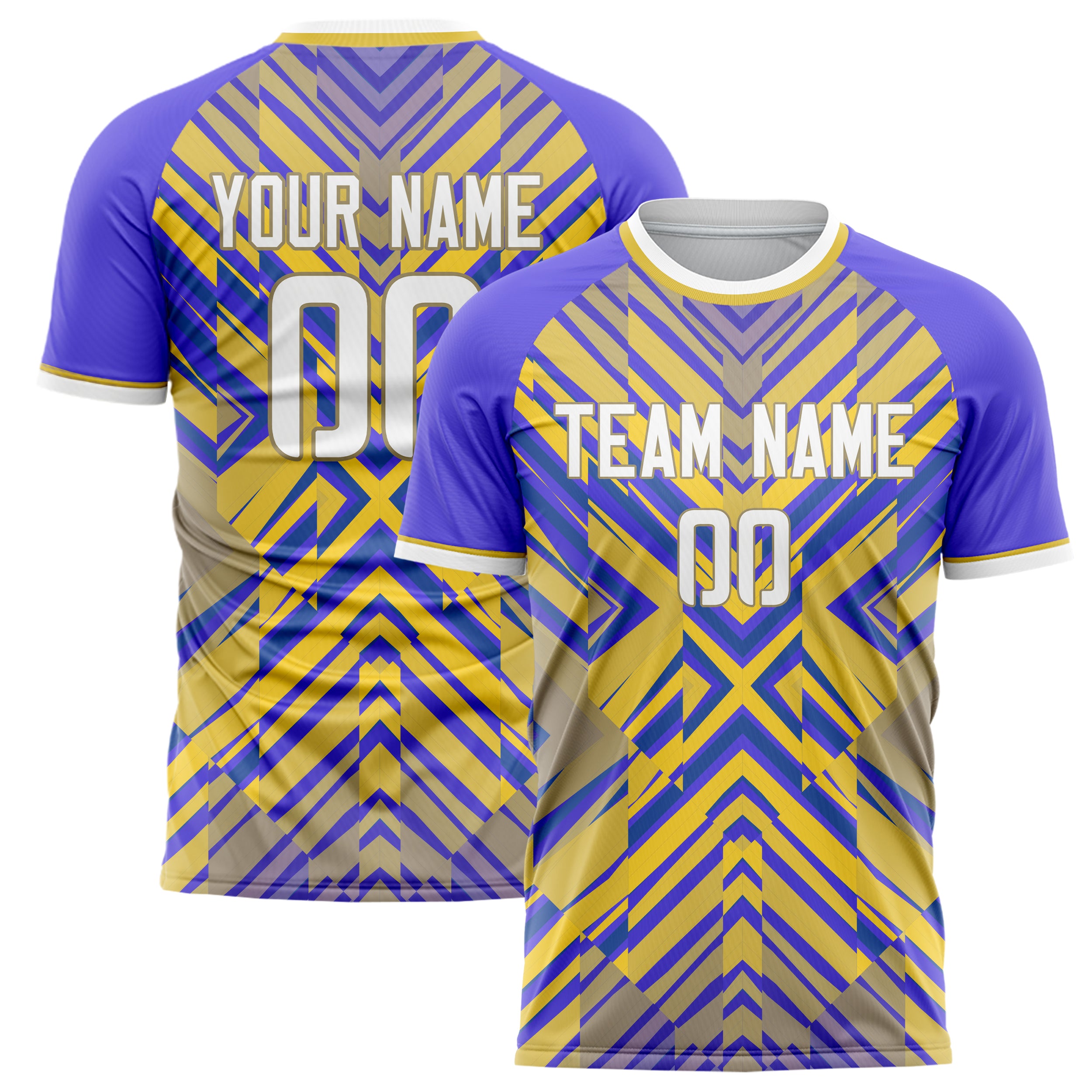 Personalized Yellow & Purple Pattern Soccer Jersey