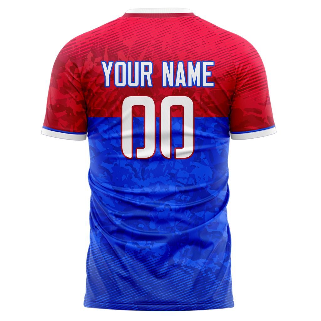 Personalized Royal & Red Pattern Soccer Jersey