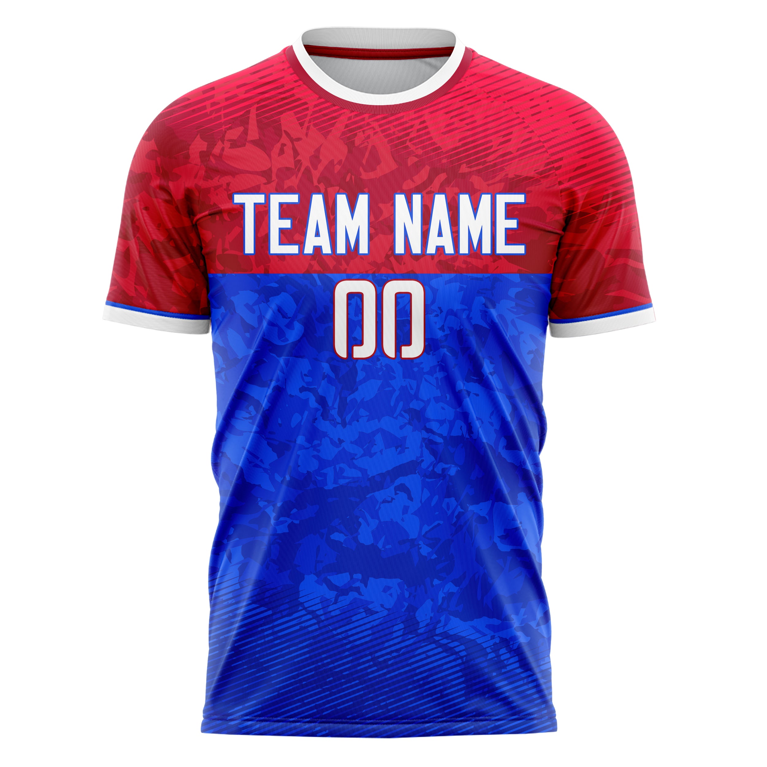 Personalized Royal & Red Pattern Soccer Jersey