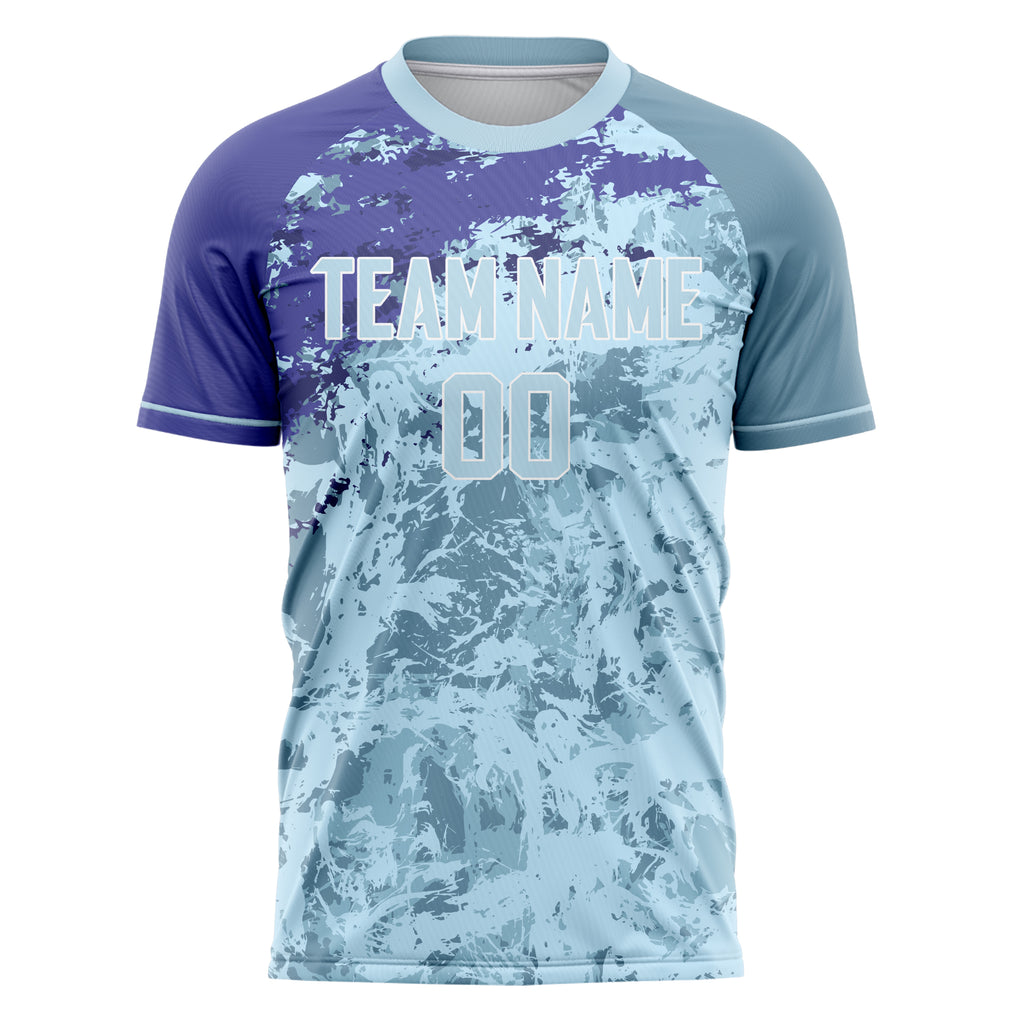 Personalized Light Blue & Purple Pattern Soccer Jersey