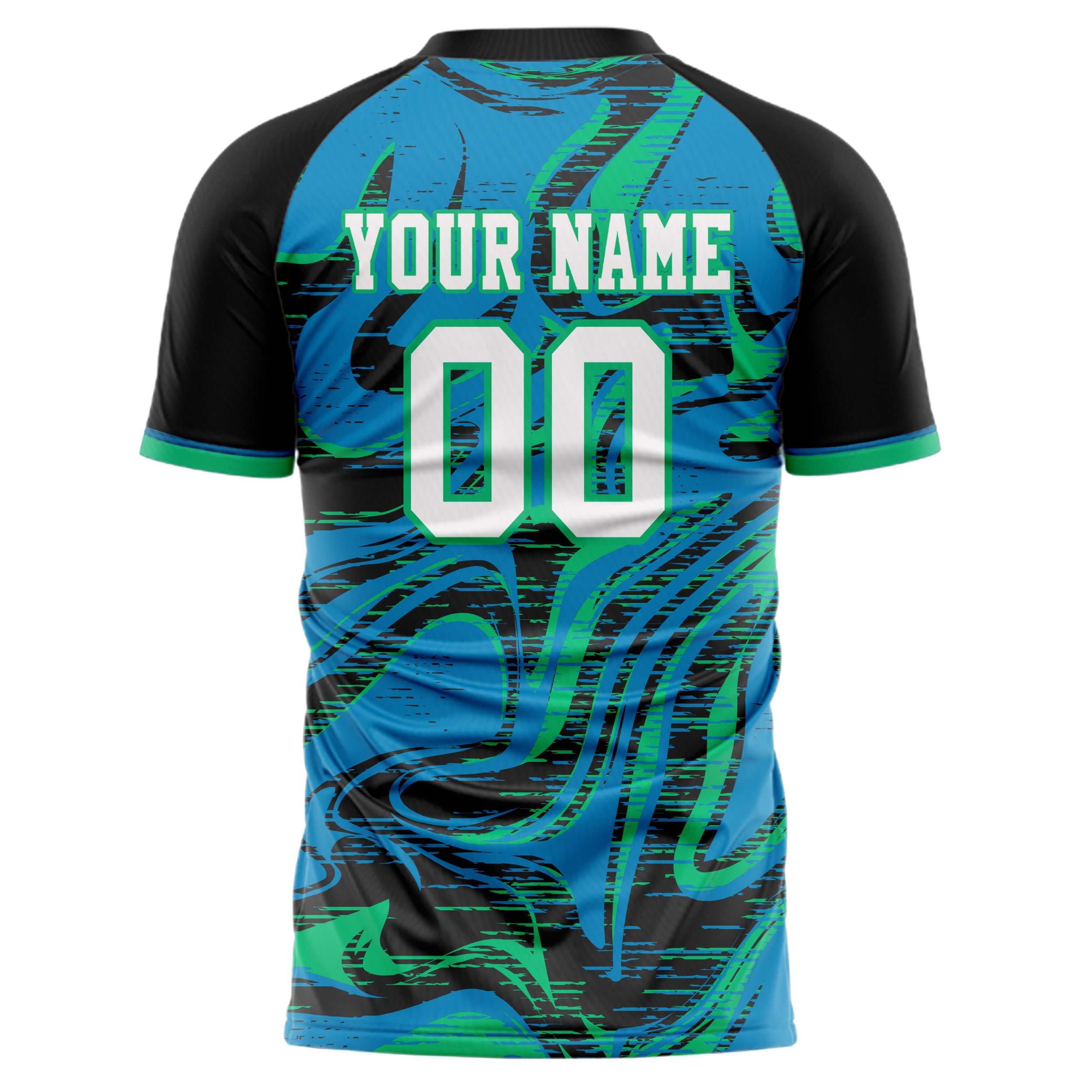Personalized Black & Teal Pattern Soccer Jersey
