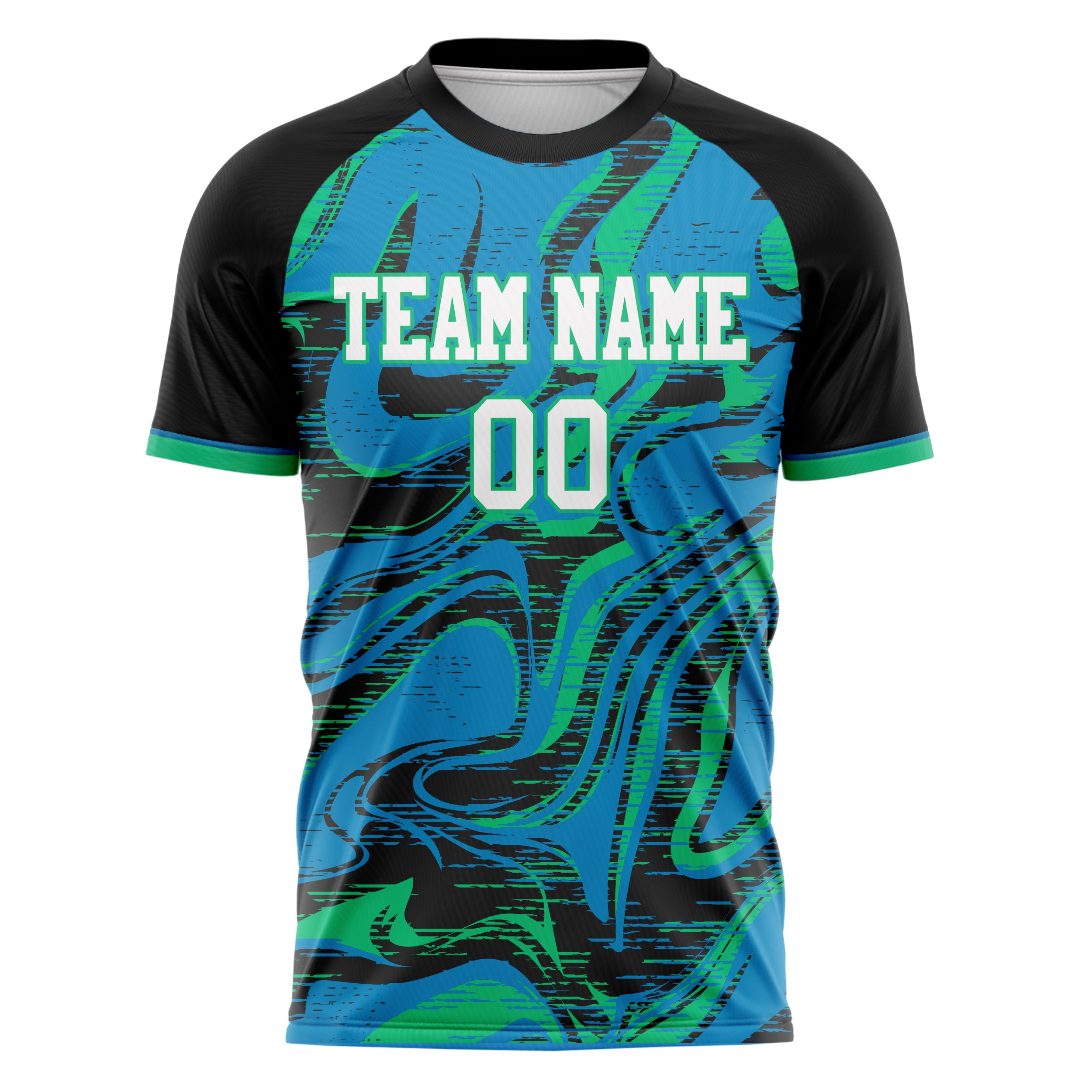 Personalized Black & Teal Pattern Soccer Jersey
