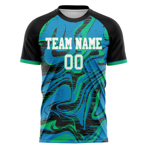 Personalized Black & Teal Pattern Soccer Jersey