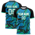 Personalized Black & Teal Pattern Soccer Jersey