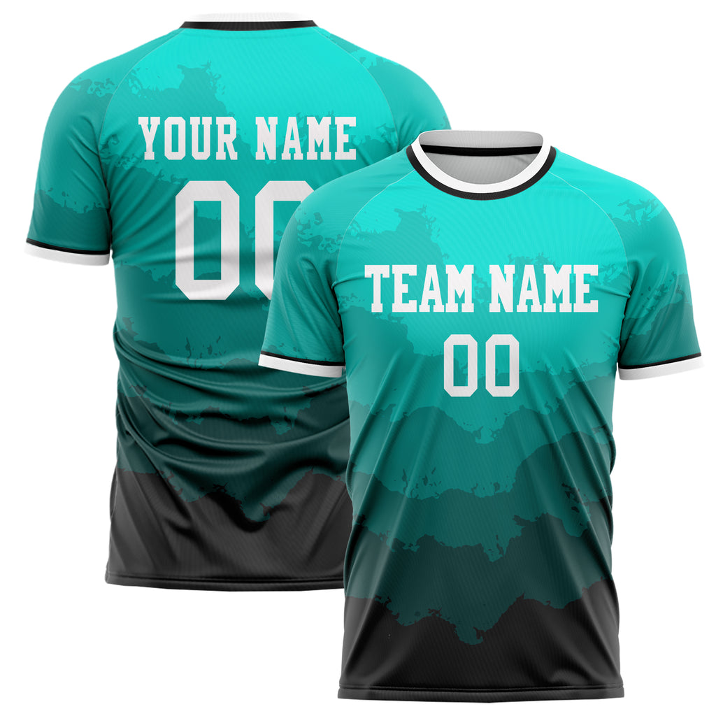 Personalized Teal & Gray Pattern Soccer Jersey