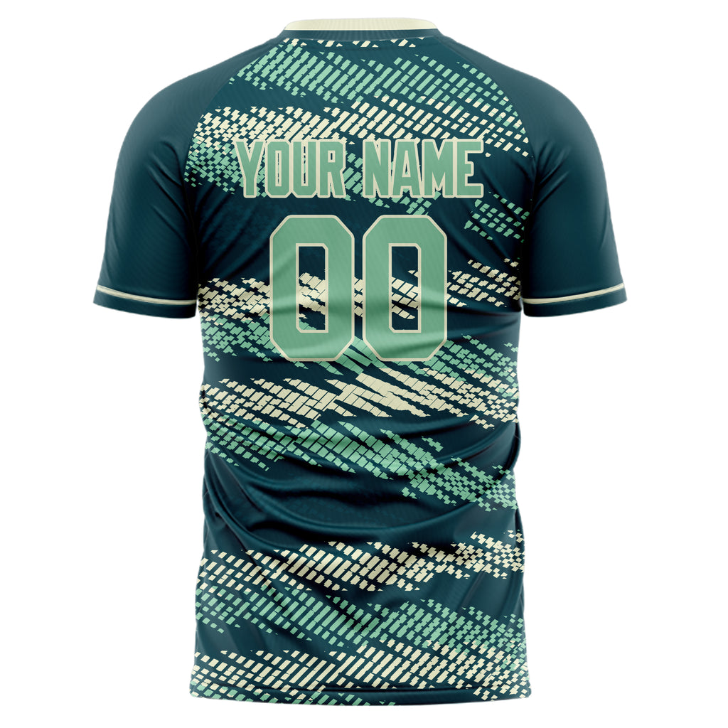Personalized Blue, Green & Cream Pattern Soccer Jersey