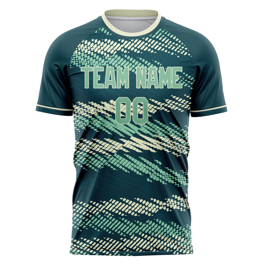 Personalized Blue, Green & Cream Pattern Soccer Jersey