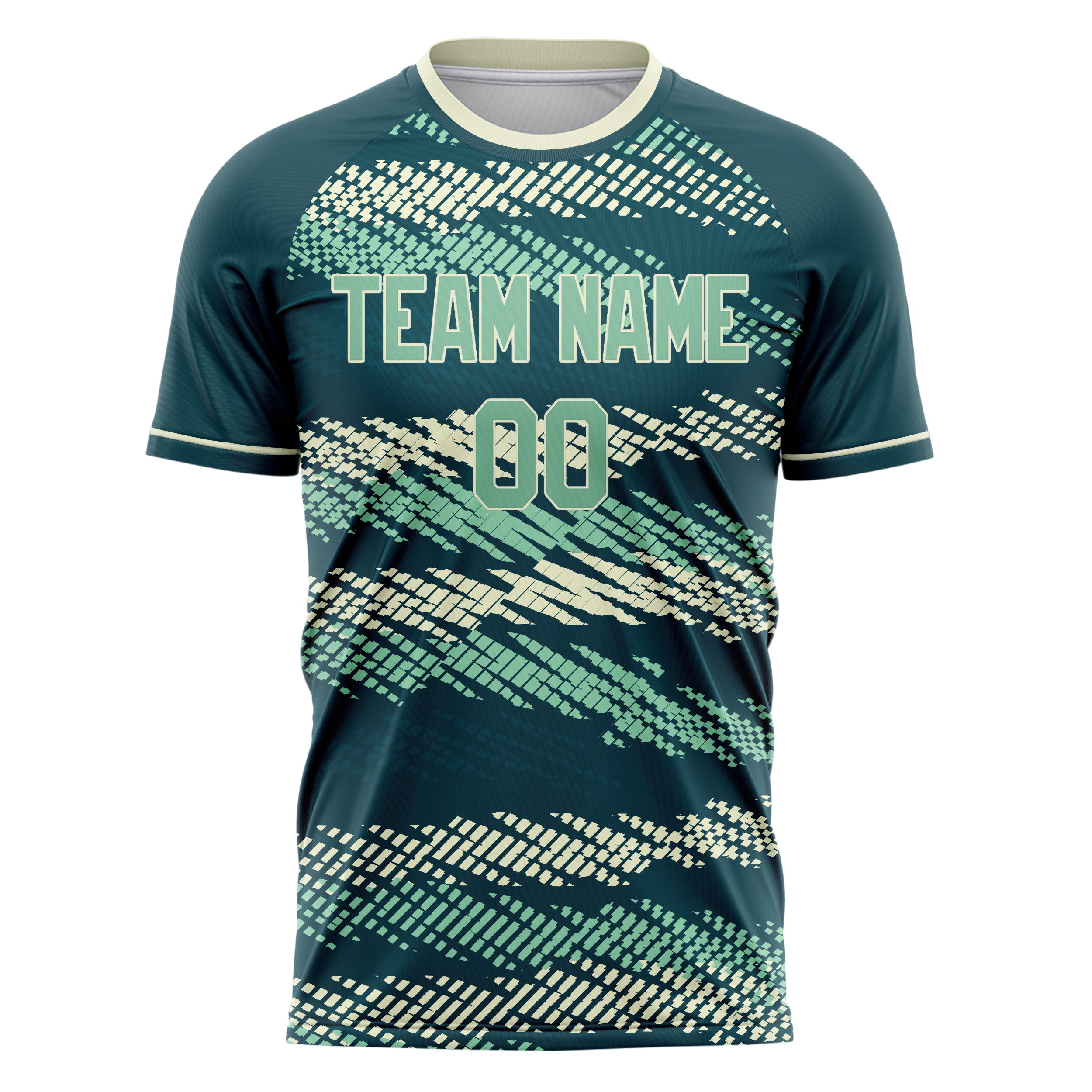 Personalized Blue, Green & Cream Pattern Soccer Jersey