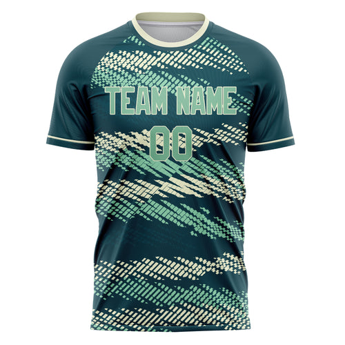 Personalized Blue, Green & Cream Pattern Soccer Jersey