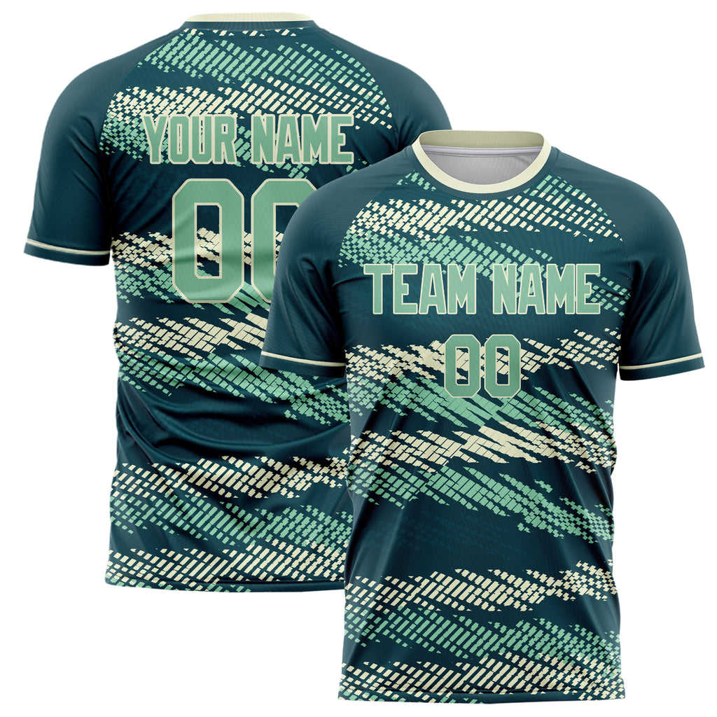 Personalized Blue, Green & Cream Pattern Soccer Jersey
