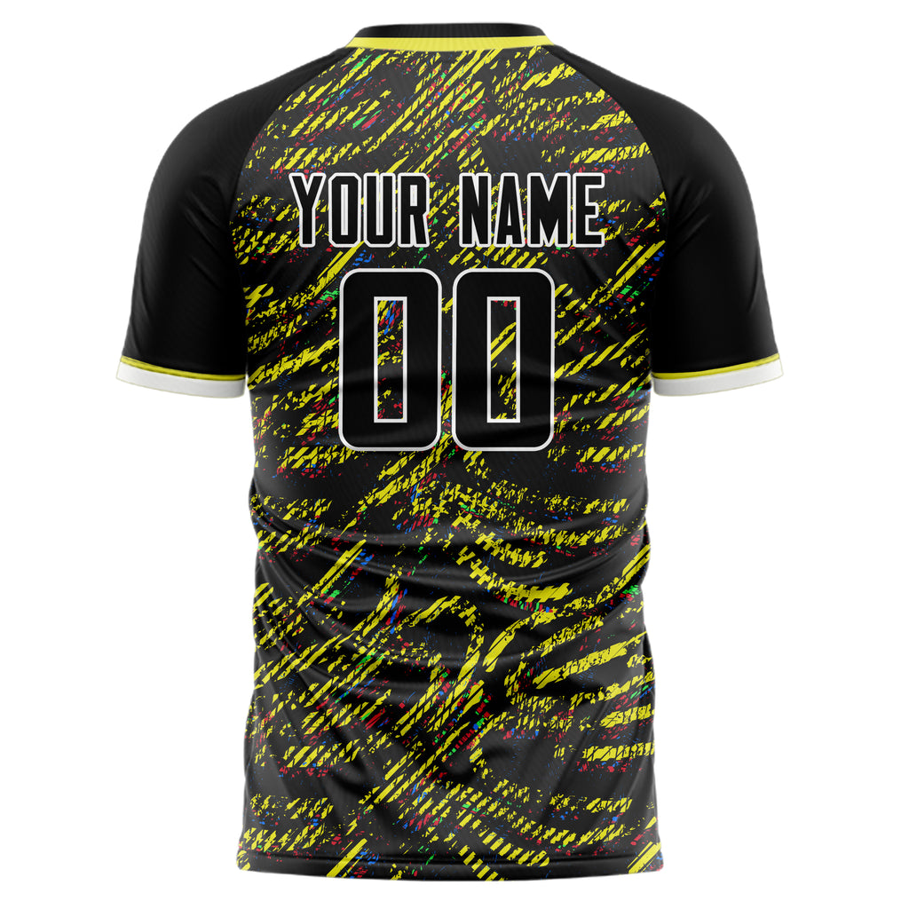 Personalized Black & Yellow Pattern Soccer Jersey