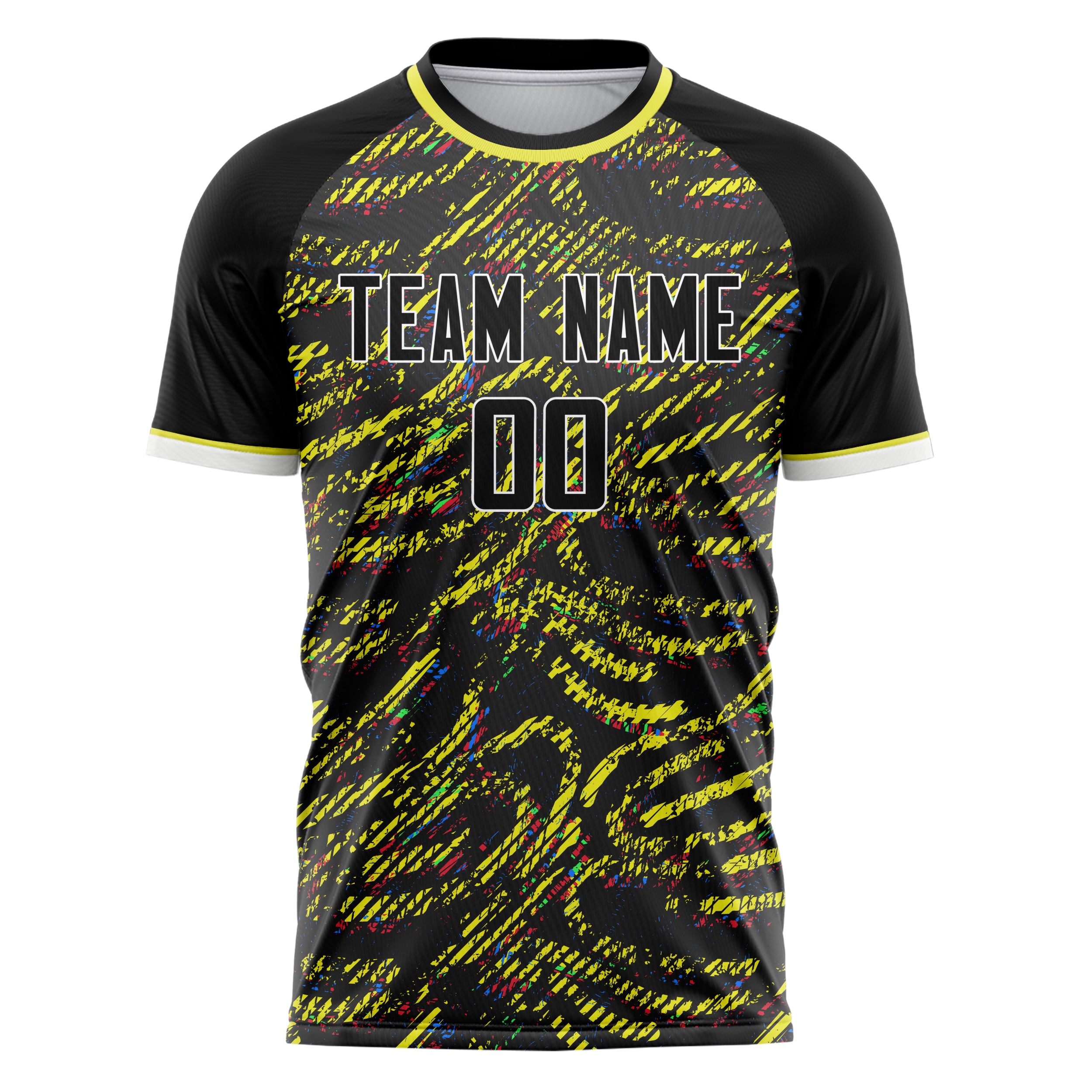 Personalized Black & Yellow Pattern Soccer Jersey