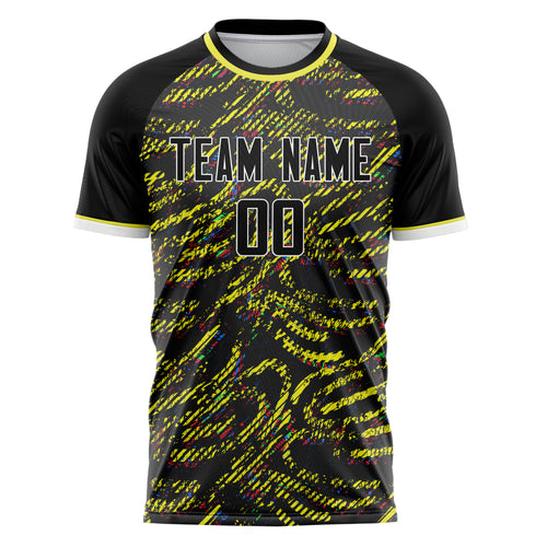 Personalized Black & Yellow Pattern Soccer Jersey