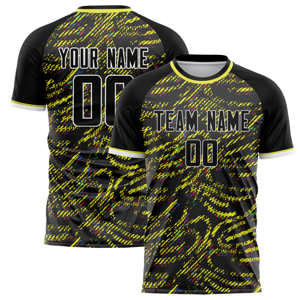 Personalized Black & Yellow Pattern Soccer Jersey