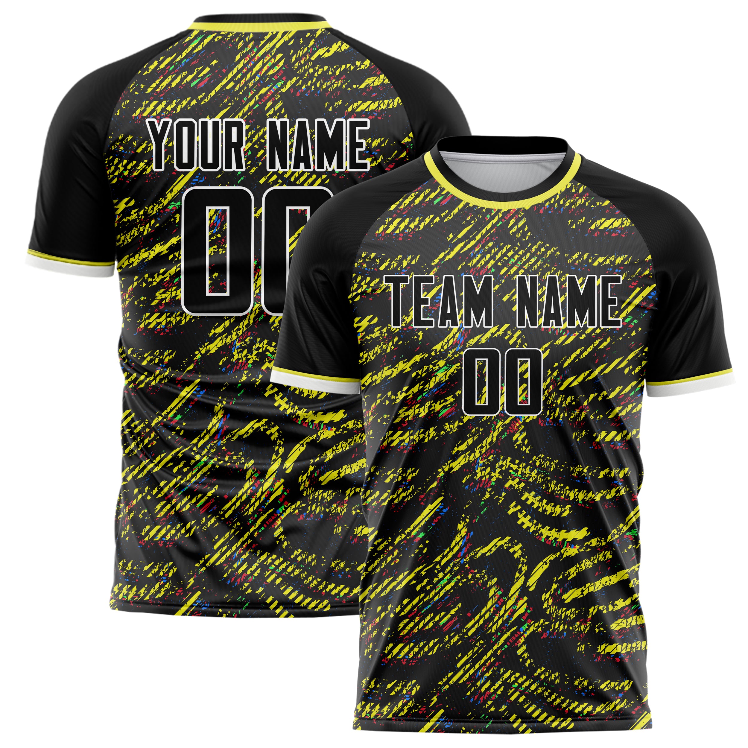 Personalized Black & Yellow Pattern Soccer Jersey
