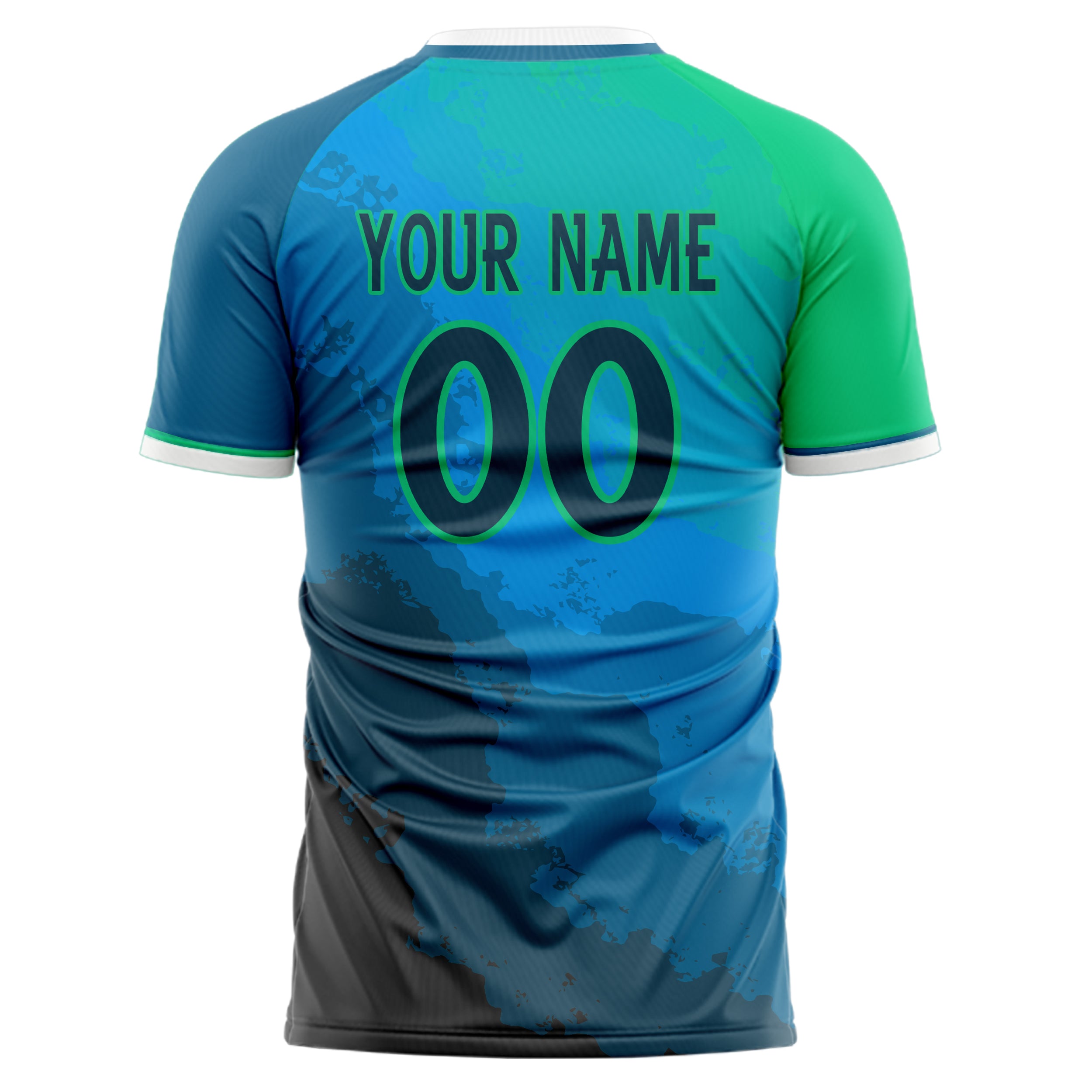 Personalized Blue & Green Pattern Soccer Jersey