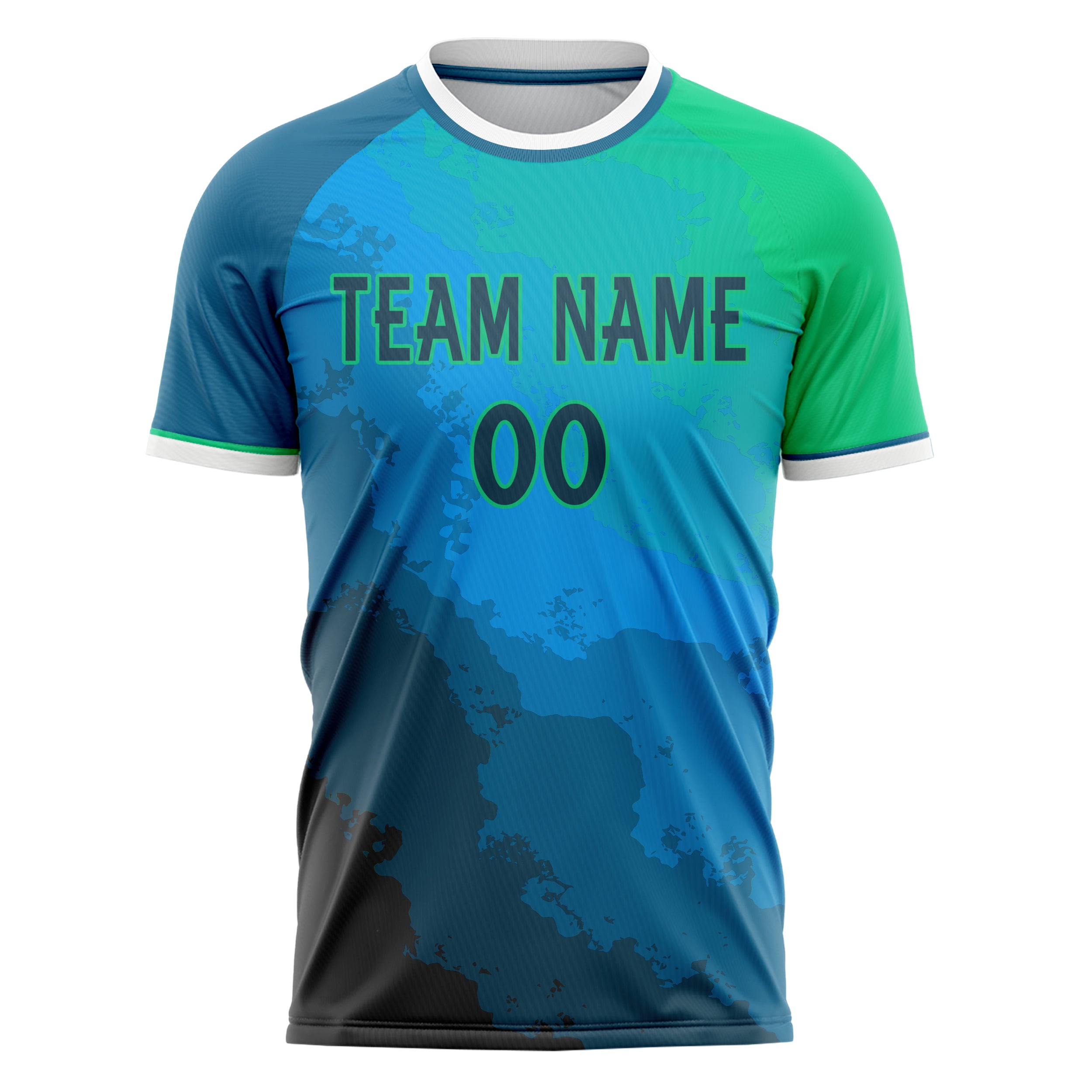 Personalized Blue & Green Pattern Soccer Jersey