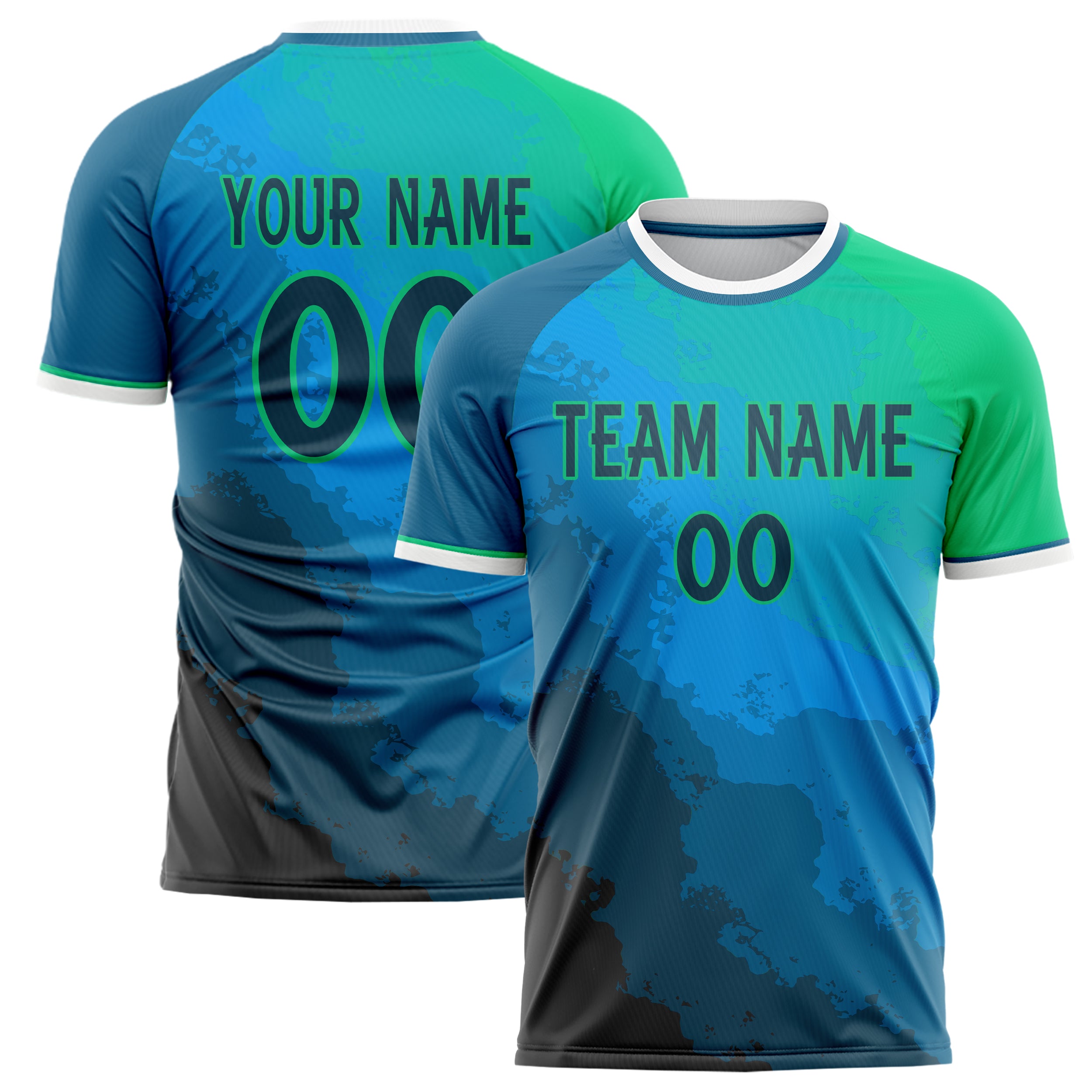 Personalized Blue & Green Pattern Soccer Jersey