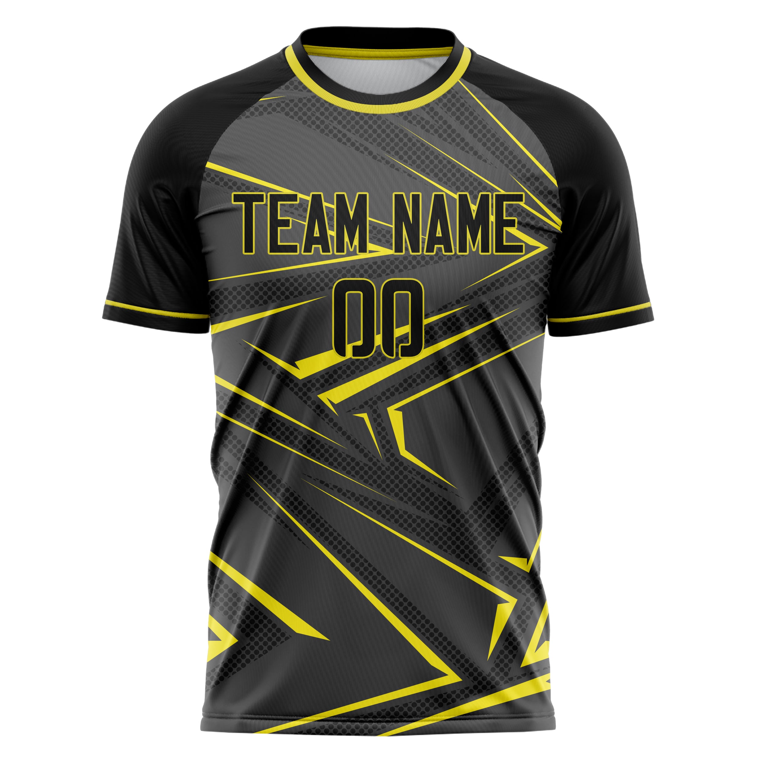 Personalized Gray & Yellow Pattern Soccer Jersey