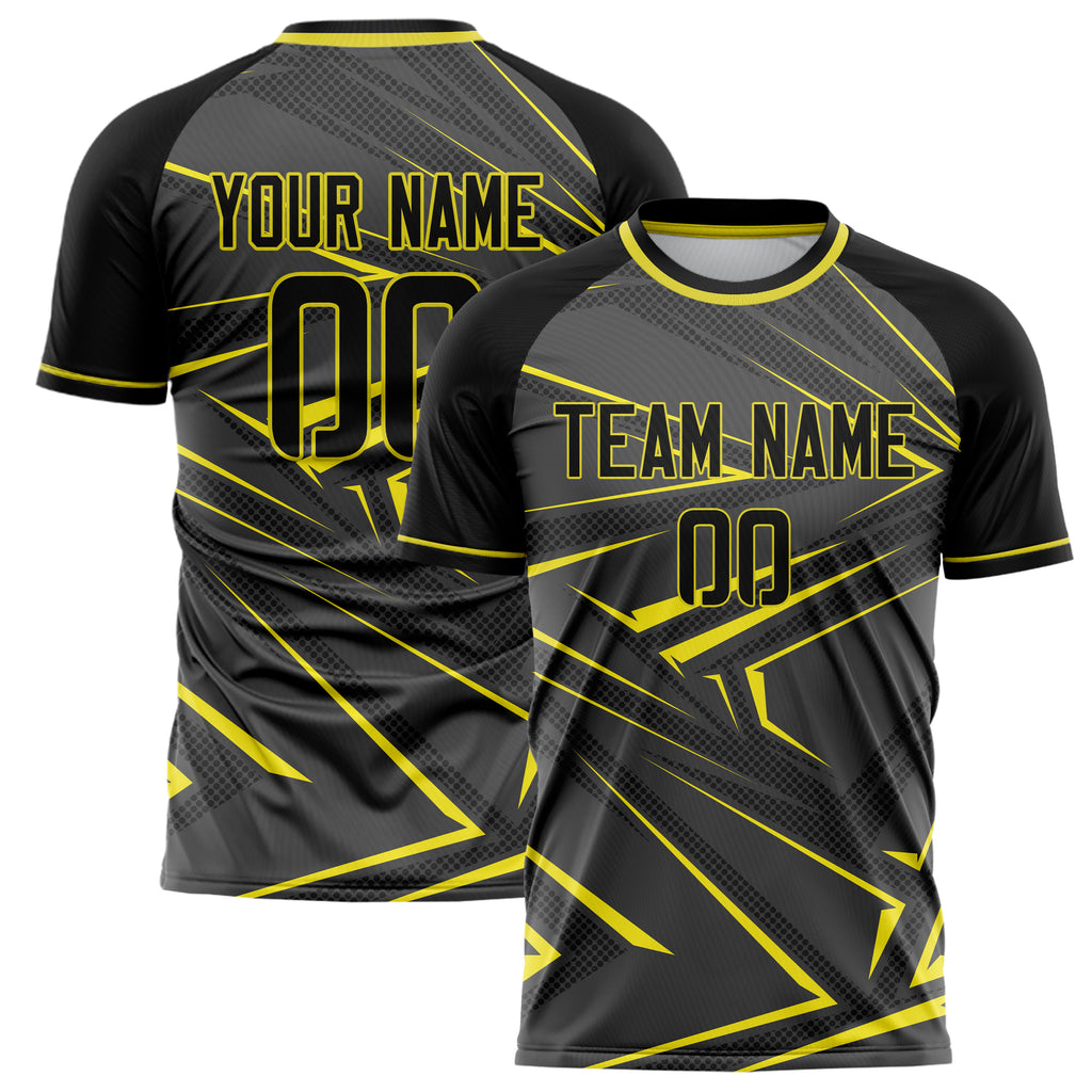 Personalized Gray & Yellow Pattern Soccer Jersey