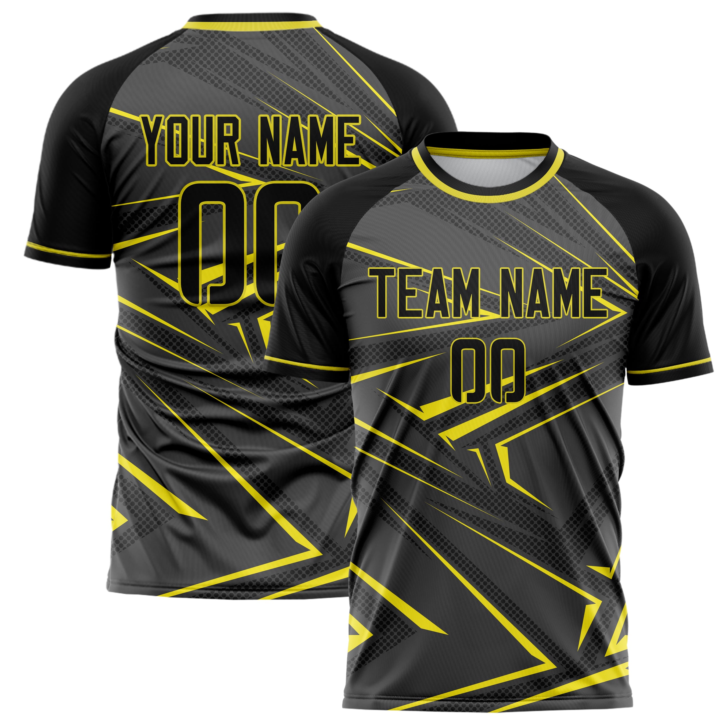 Personalized Gray & Yellow Pattern Soccer Jersey