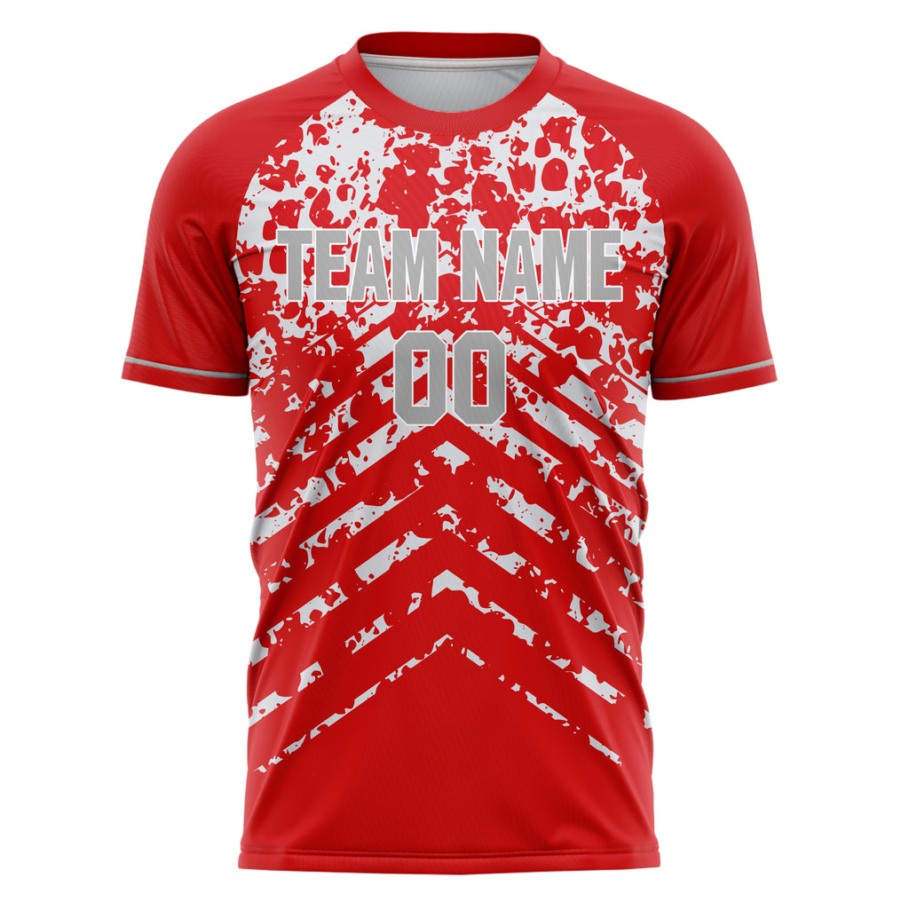 Personalized Red & White Pattern Soccer Jersey