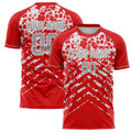 Personalized Red & White Pattern Soccer Jersey
