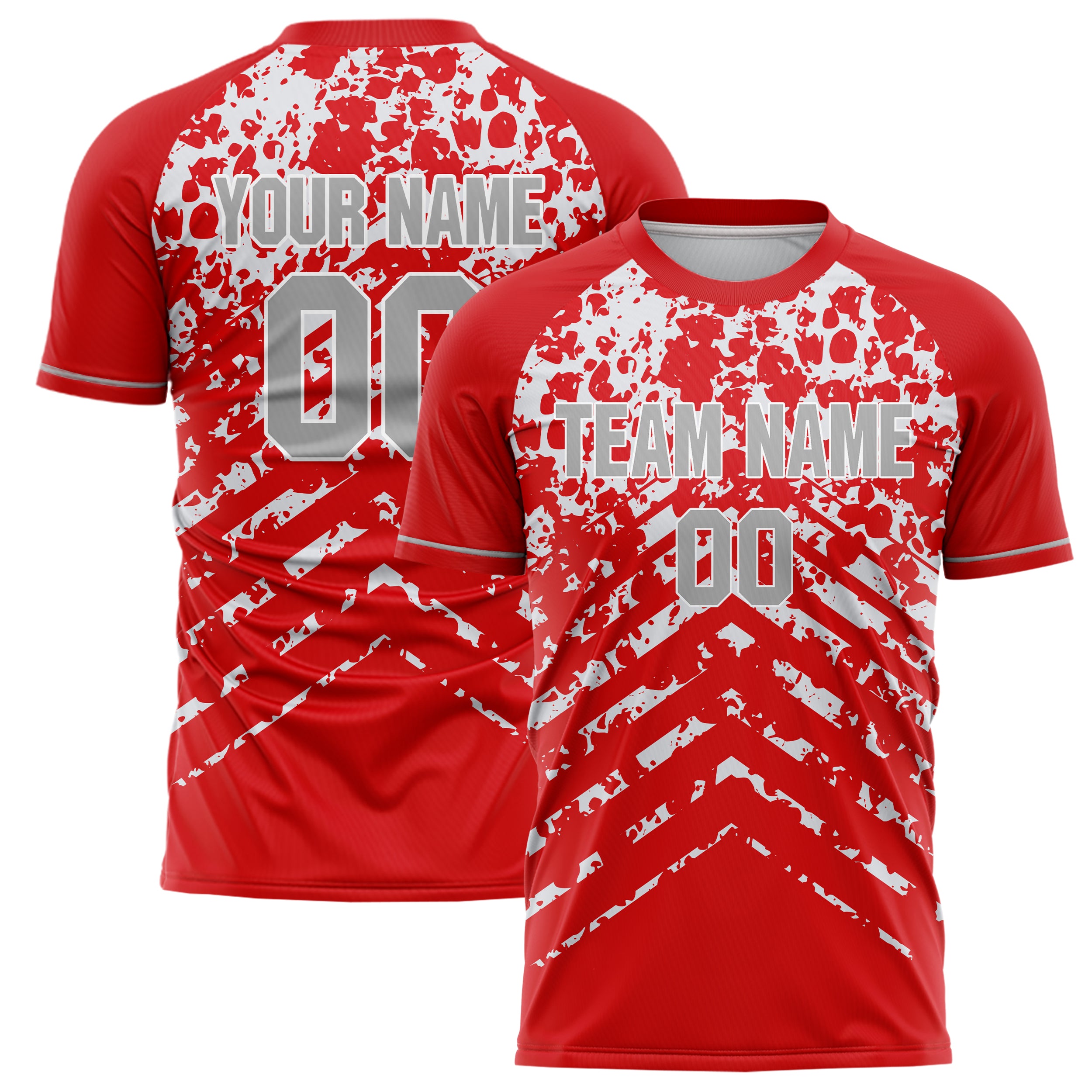 Personalized Red & White Pattern Soccer Jersey
