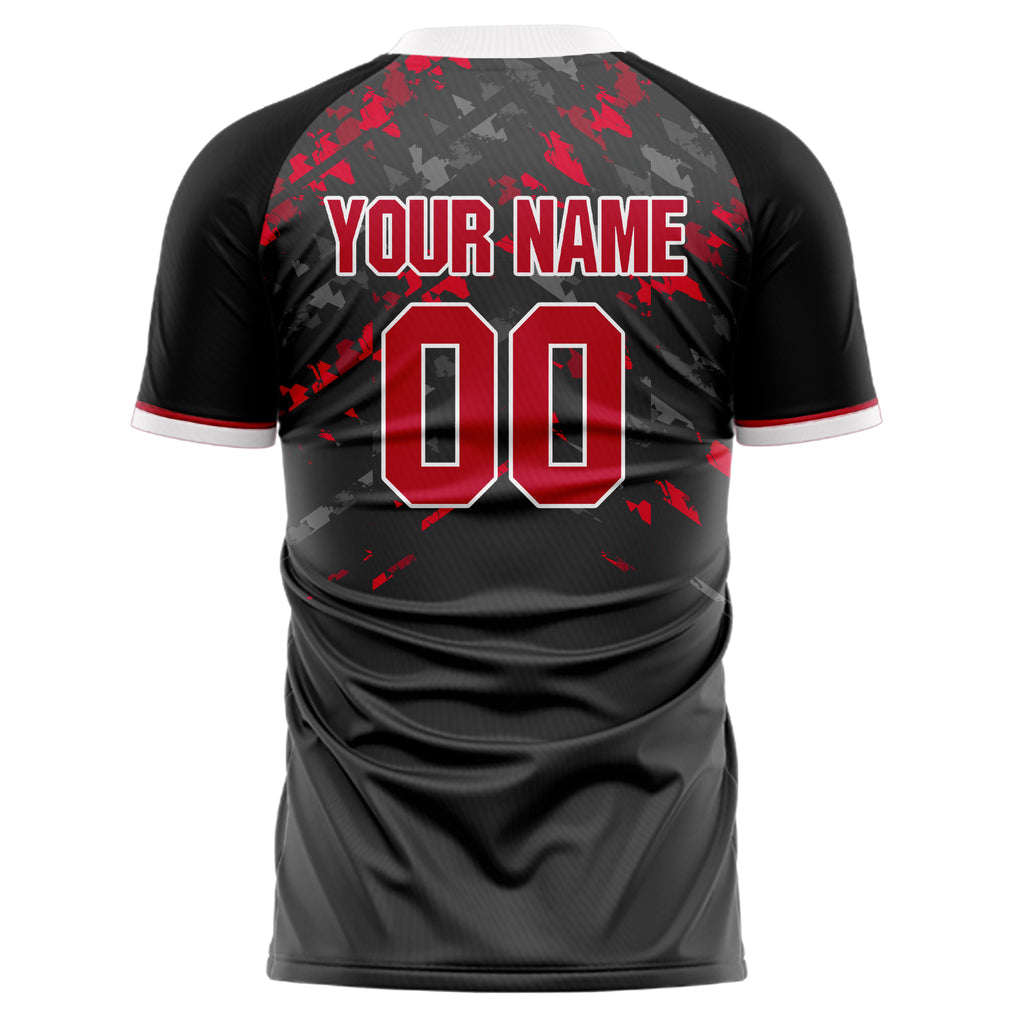 Personalized Gray & Red Pattern Soccer Jersey